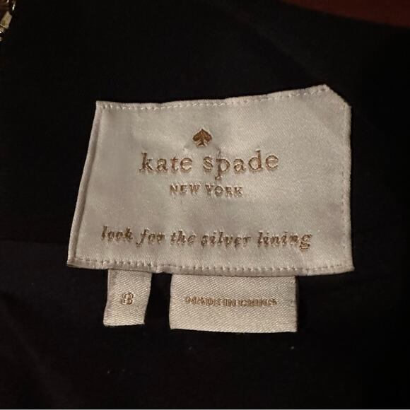 Kate Spade Black Crepe Flounce Dress Solid Size 8 Bateau Boat Neck Mini Elegant - Picture 7 of 15